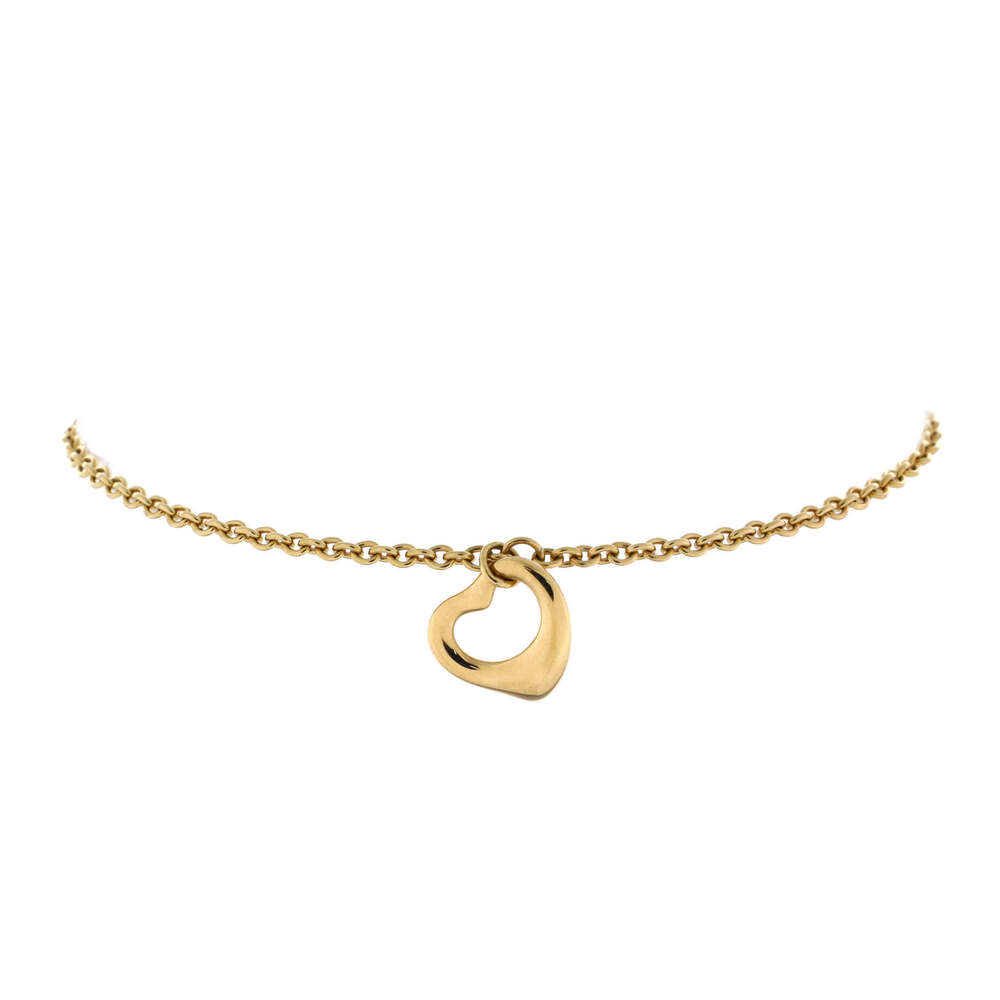 Tiffany & Co. 11mm Elsa Peretti Open Heart Charm Bracelet 18K Yellow Gold